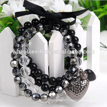 Multilayer Beaded Bracelet fitness bracelet With Heart Charm 09072410